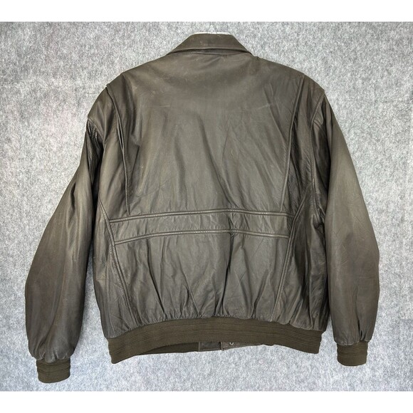 Roundtree & Yorke Men's Brown Leather Flight Bomber Aviator Jacket Coat Sz 2XL - Picture 7 of 13